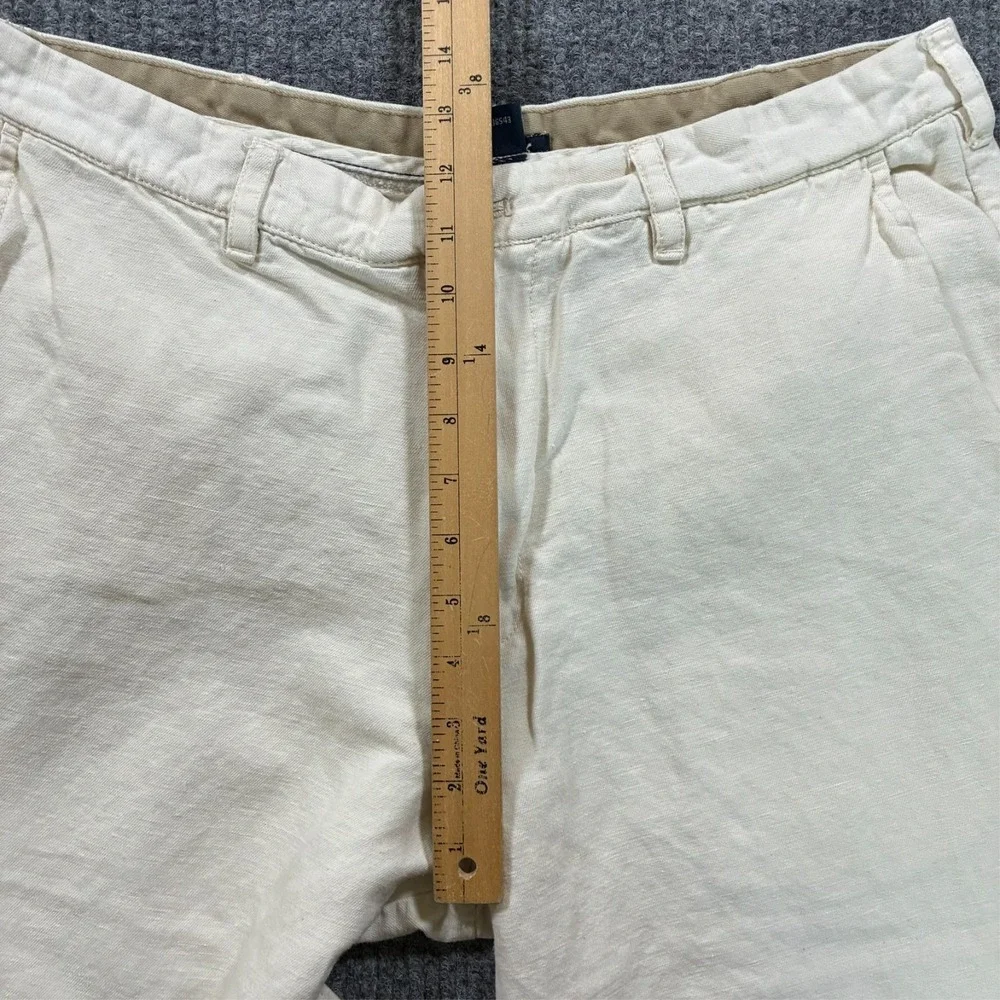 IZOD Mens Chino Pants Size 36x32 Beige‎ Cotton Linen Flat Front Mid Rise